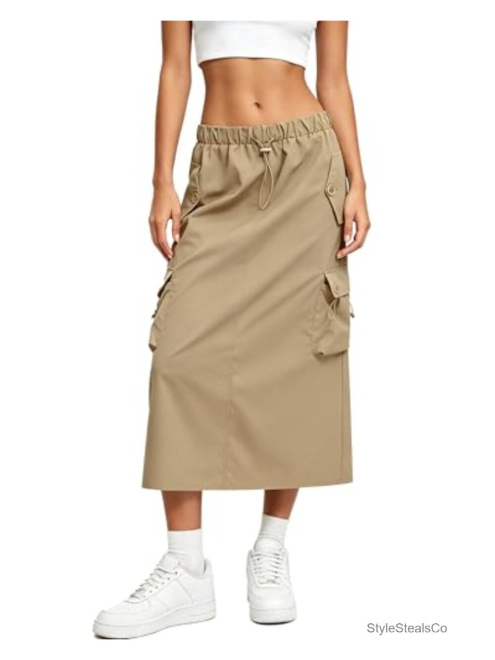 Women Cargo Skirts Midi Utility Skirt Quick Dry Drawstring